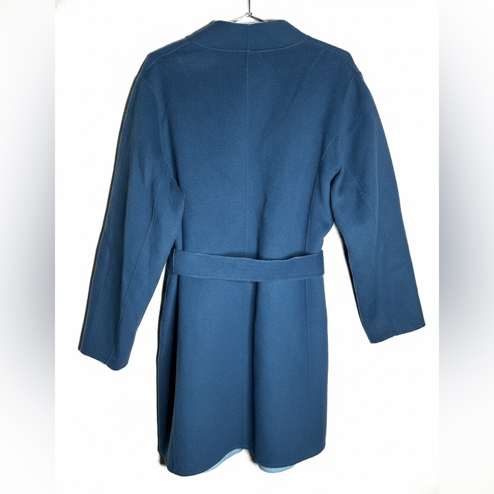 Talbots Double-Face Wool Blend Wrap Coat - Blue Colorblock - Size 16W - Picture 3 of 7